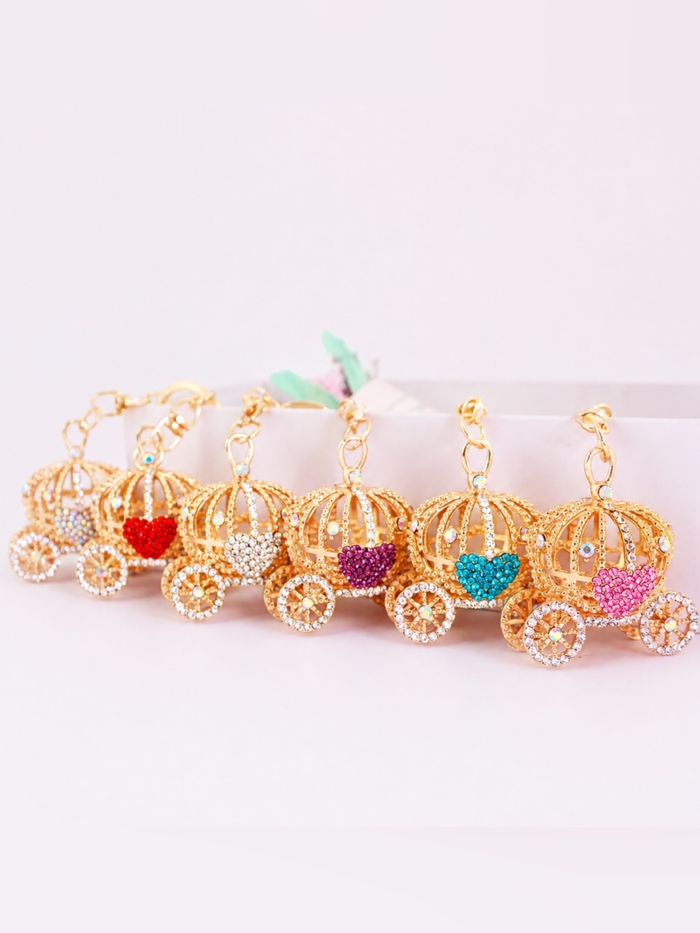 Cinderella Carriage Gold Key Chain/Bag Charm PICK ONE